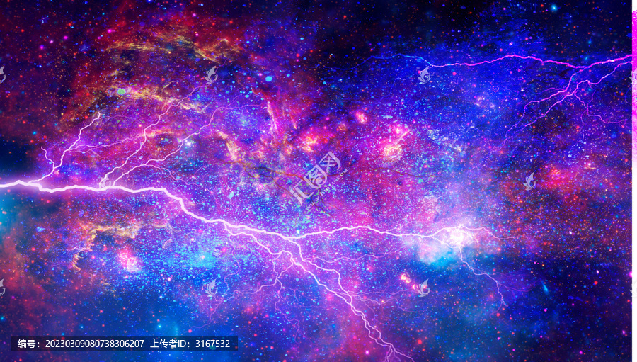 炫彩閃電的星空