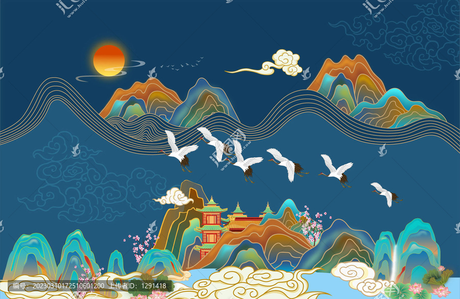 國潮山水創(chuàng)意插畫