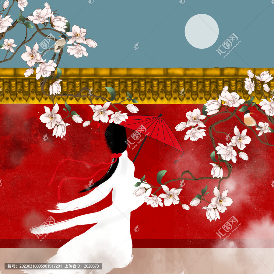 紅墻花鳥