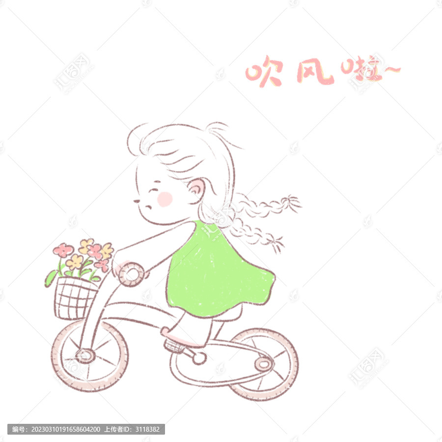 兜風(fēng)騎自行車女孩可愛