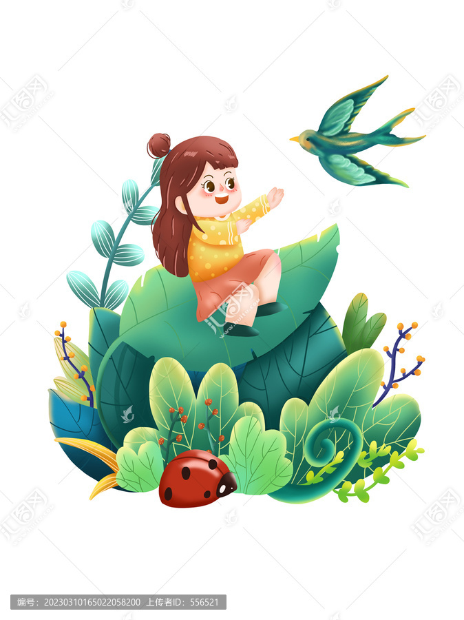 春分節(jié)氣小女孩插畫