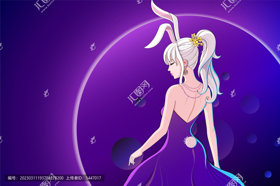 紫月下的兔耳少女橫板