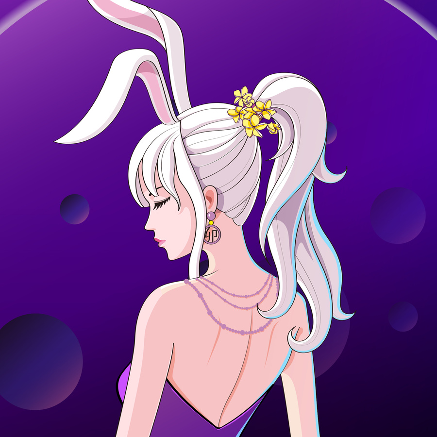 紫月下的兔耳少女橫板