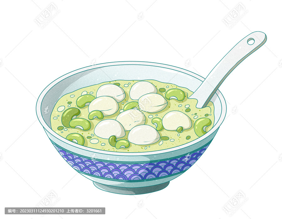 國潮手繪素材綠豆湯