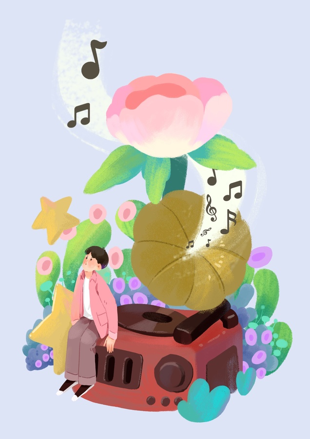 春天男孩花朵