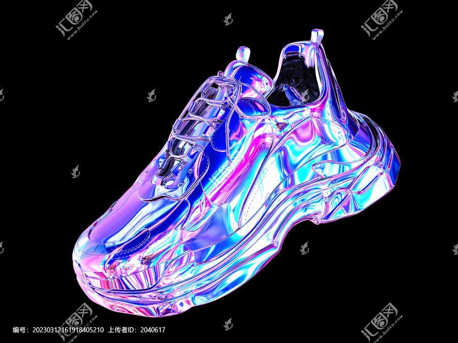3D渲染的酸性风运动鞋