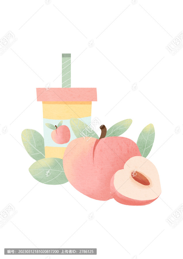 水果桃子插畫