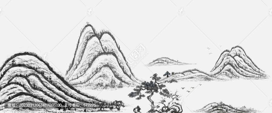 黑白水墨中國風(fēng)插畫