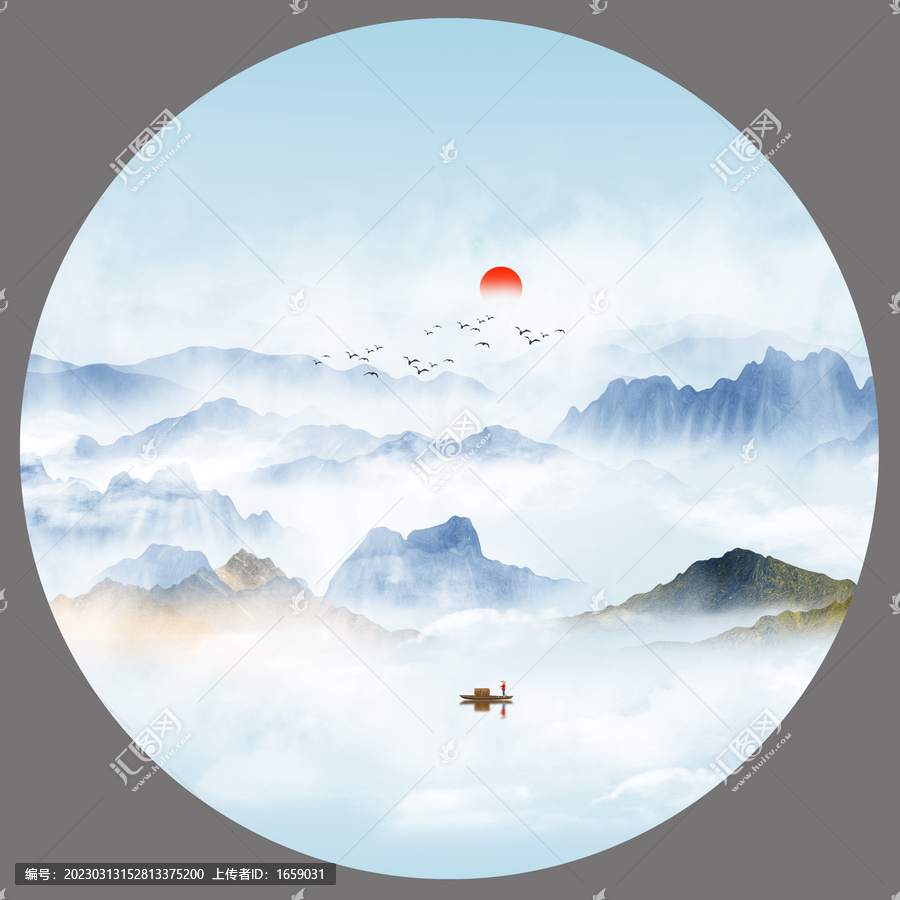 圓形山水圖