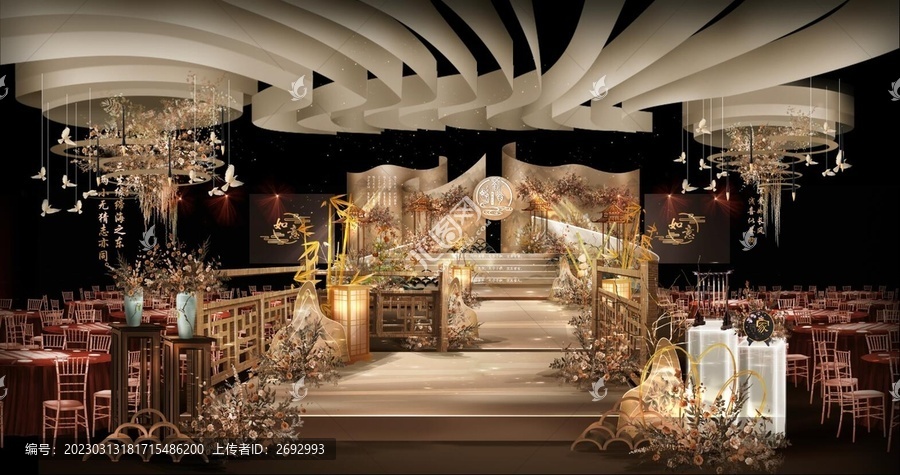 香檳色新中式婚禮效果圖