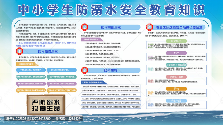 中小學(xué)生防溺水宣傳欄