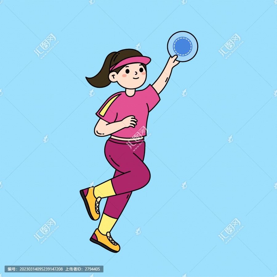 跳躍接飛盤的女生
