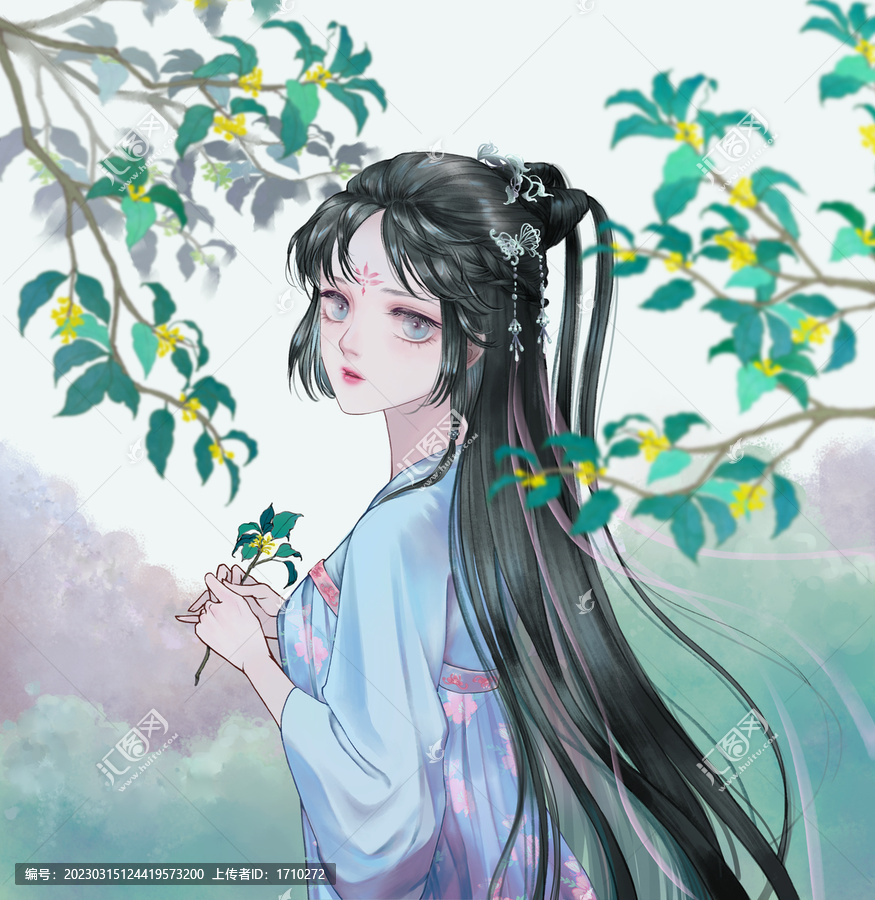 原創(chuàng)手繪古風(fēng)插畫(huà)漢服少女