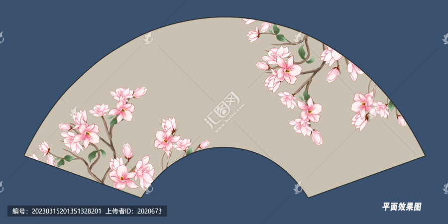 扇形工筆花鳥