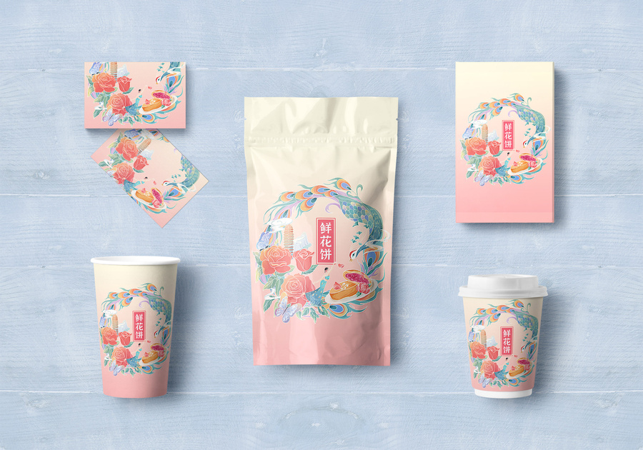 鮮花餅包裝插畫設(shè)計(jì)