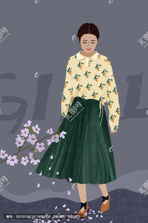 女孩綠色長裙