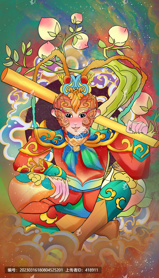 國潮十二生肖猴插畫