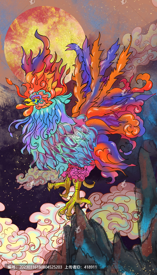 國潮十二生肖雞插畫