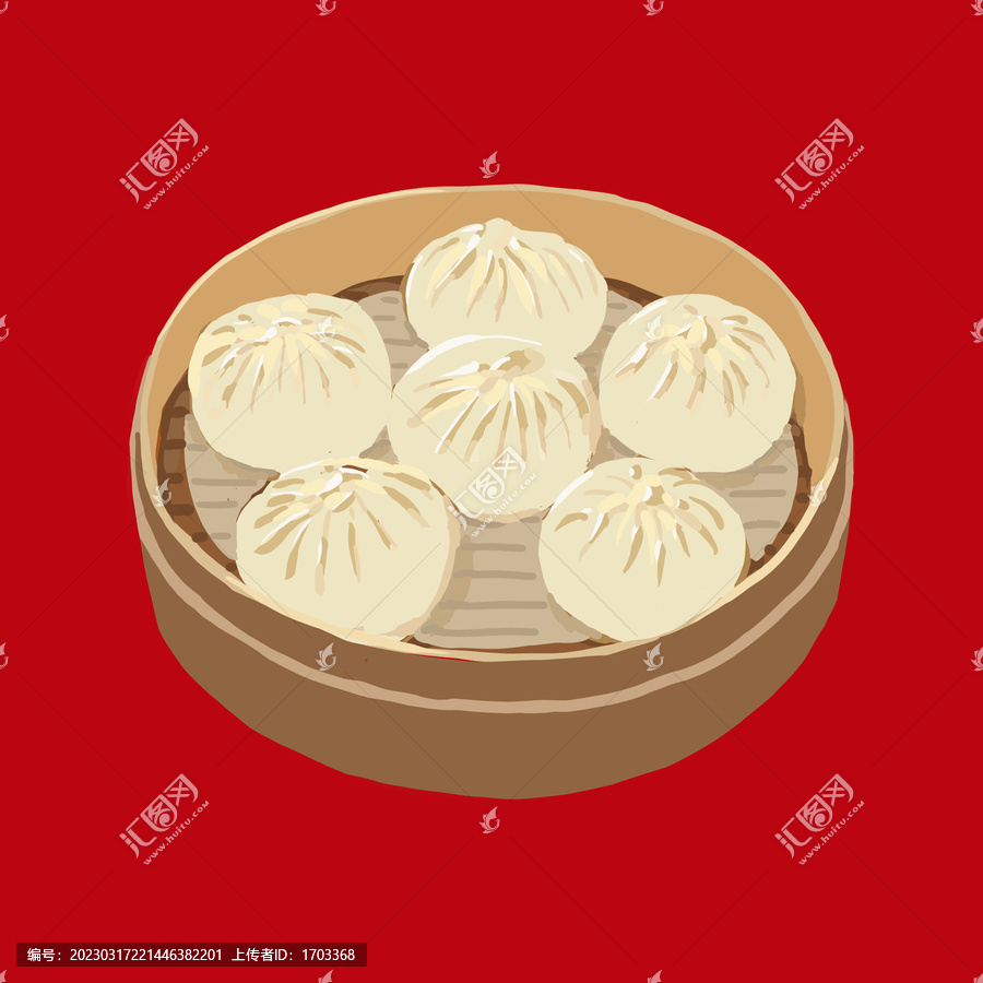 早餐小吃手繪小籠包