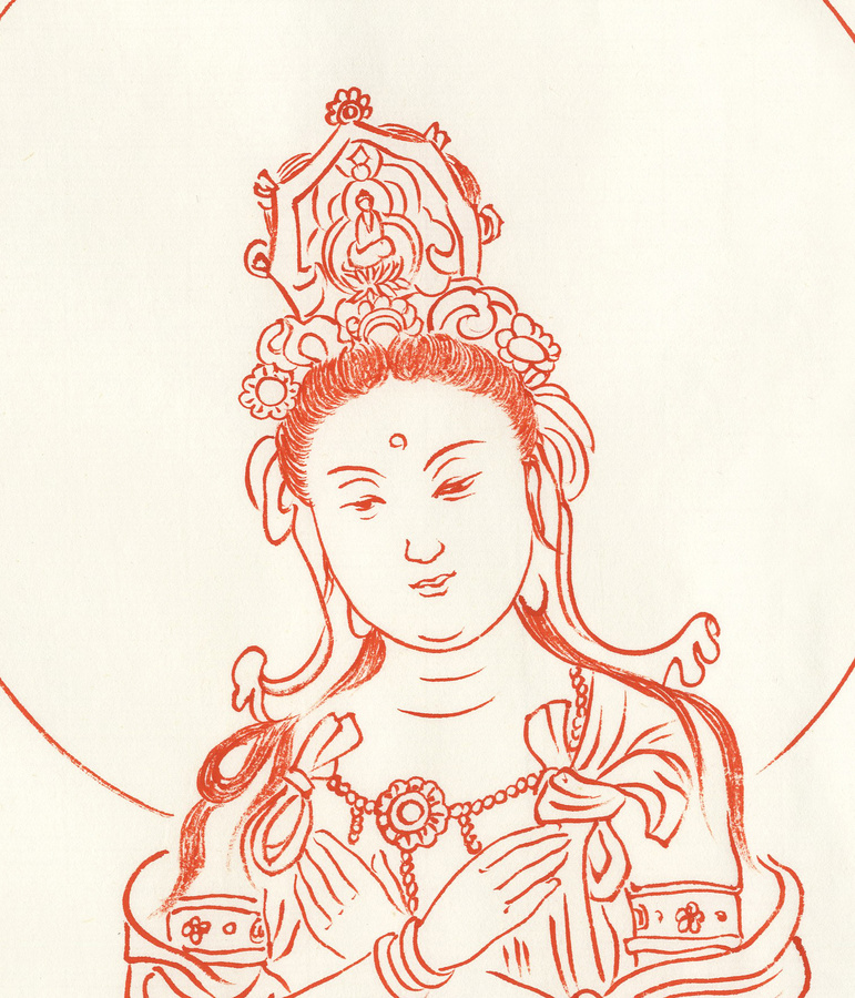 線描不二觀音菩薩像