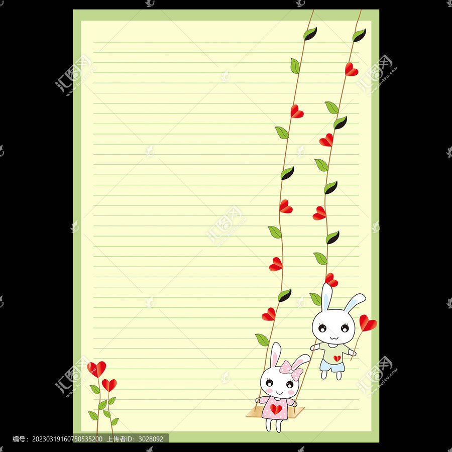 卡通情侶小兔子情書背景