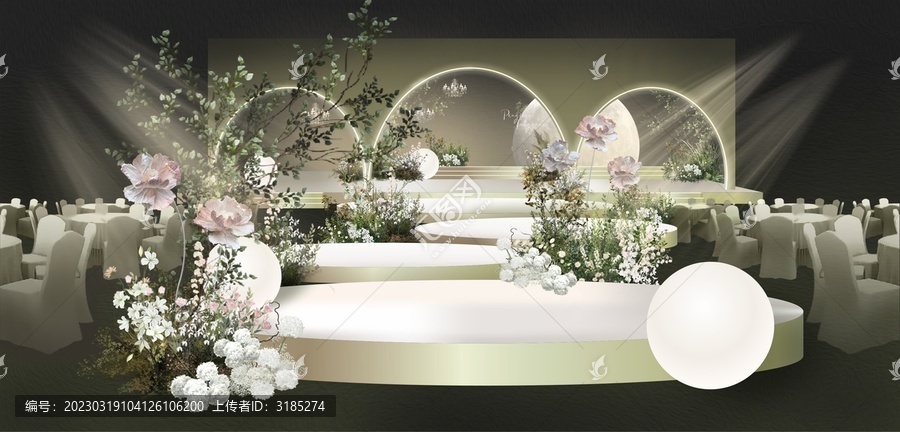 果綠極簡高級感婚禮效果圖
