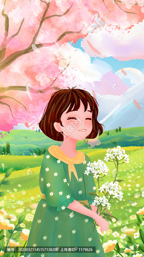 春天可愛女孩手機殼