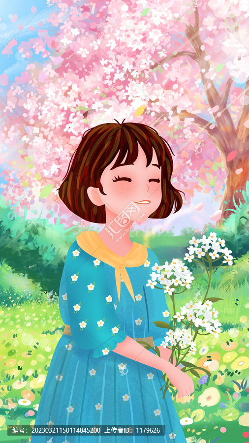 春天女孩手機(jī)殼櫻花