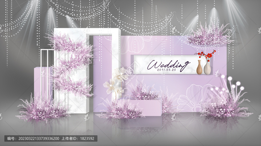 白紫色簡(jiǎn)約婚禮迎賓區(qū)