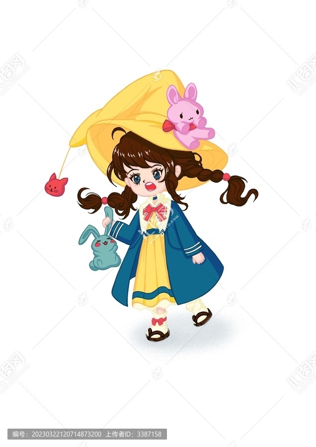 玩偶世家可愛(ài)女孩兒童插畫(huà)