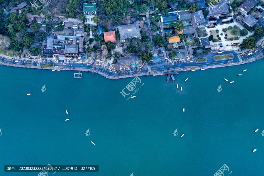 杭州西湖游船航拍