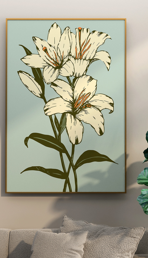 復(fù)古花園北歐花朵花卉裝飾畫