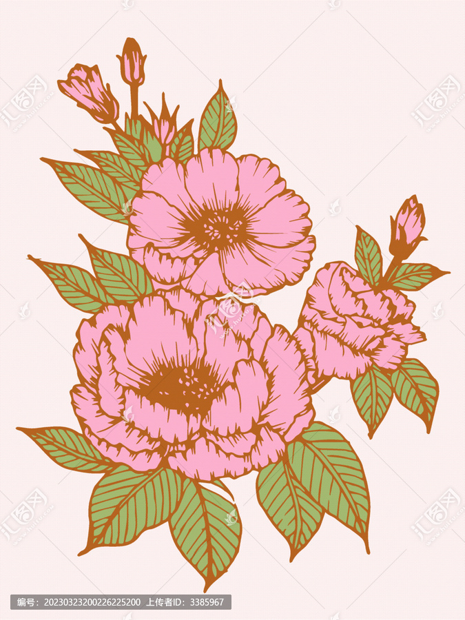 復(fù)古花園北歐粉色花卉裝飾畫(huà)