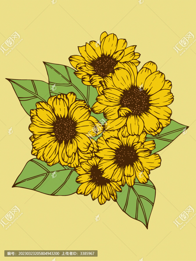 復(fù)古花園北歐黃色花朵裝飾畫