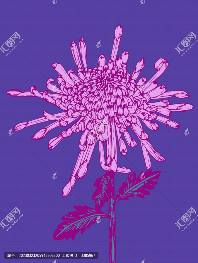 復(fù)古花園北歐紫色菊花裝飾畫