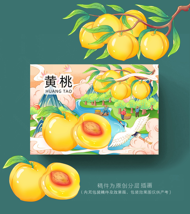黃桃插畫手繪