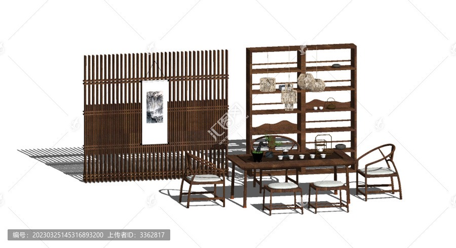 室內(nèi)茶室家具屏風(fēng)