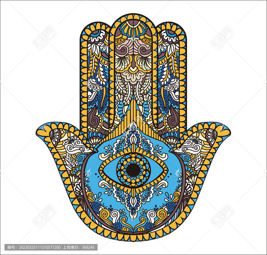 手型曼陀羅花紋矢量圖案