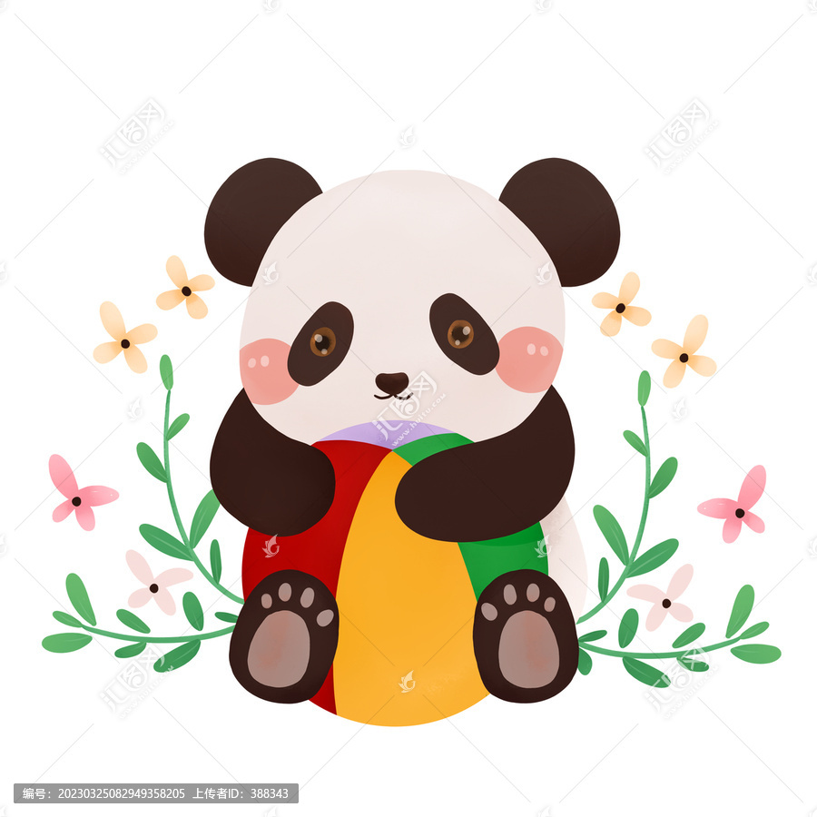 卡通皮球熊貓