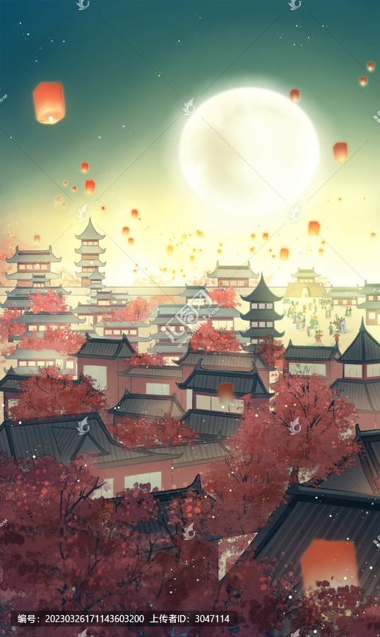 古風(fēng)場景插畫海報