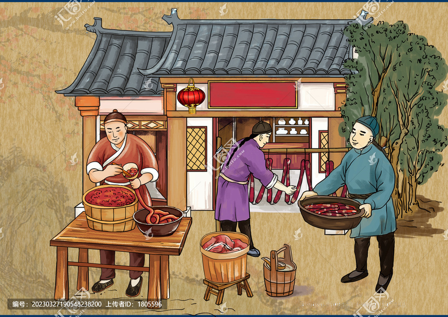 香腸臘腸插畫分層