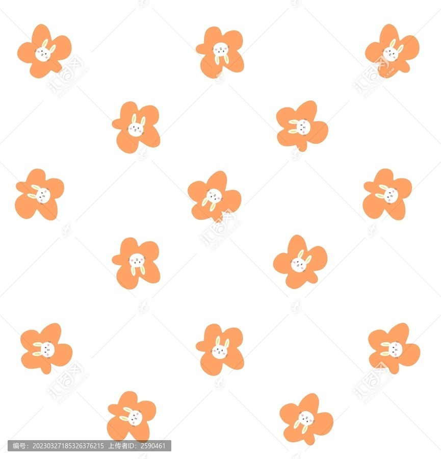 可愛(ài)的花朵兔子