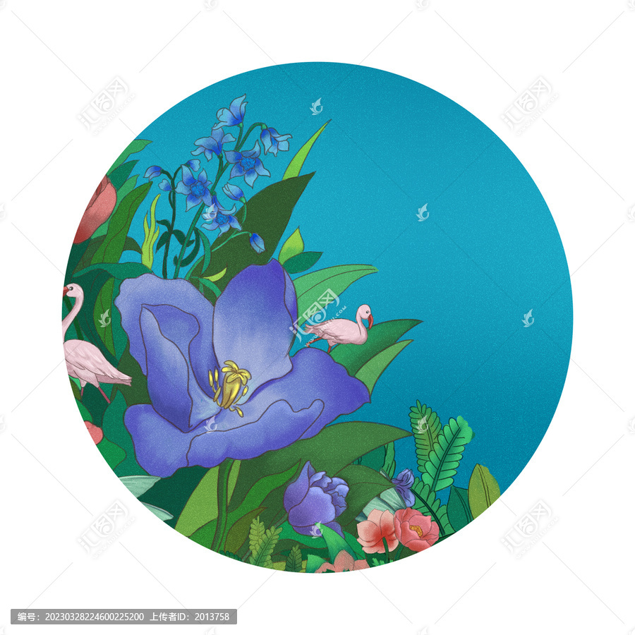 手繪國潮插畫花卉