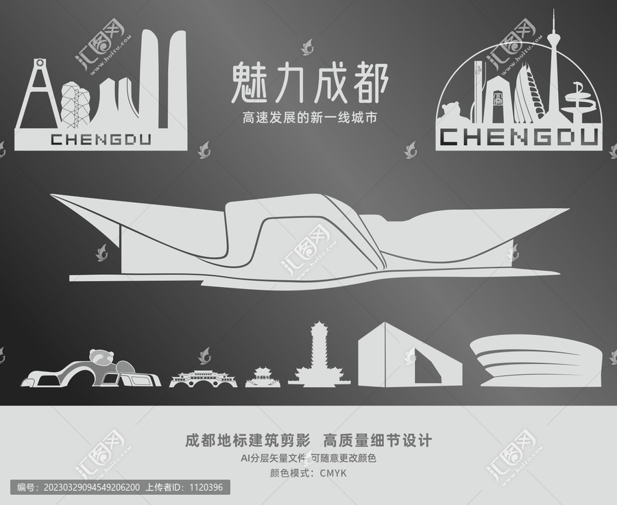 成都地標建筑剪影