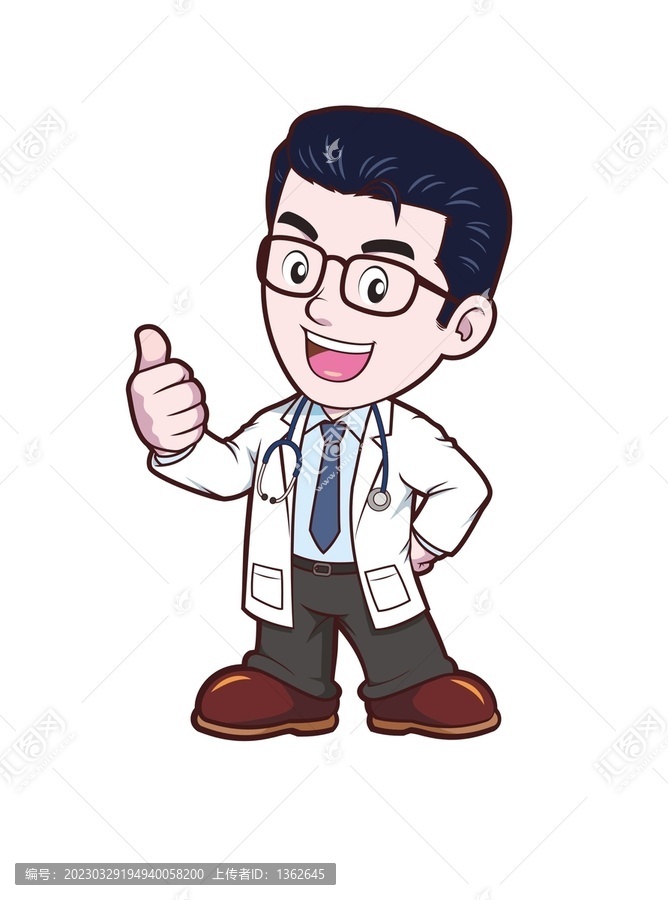 卡通中年男醫(yī)生豎大拇指