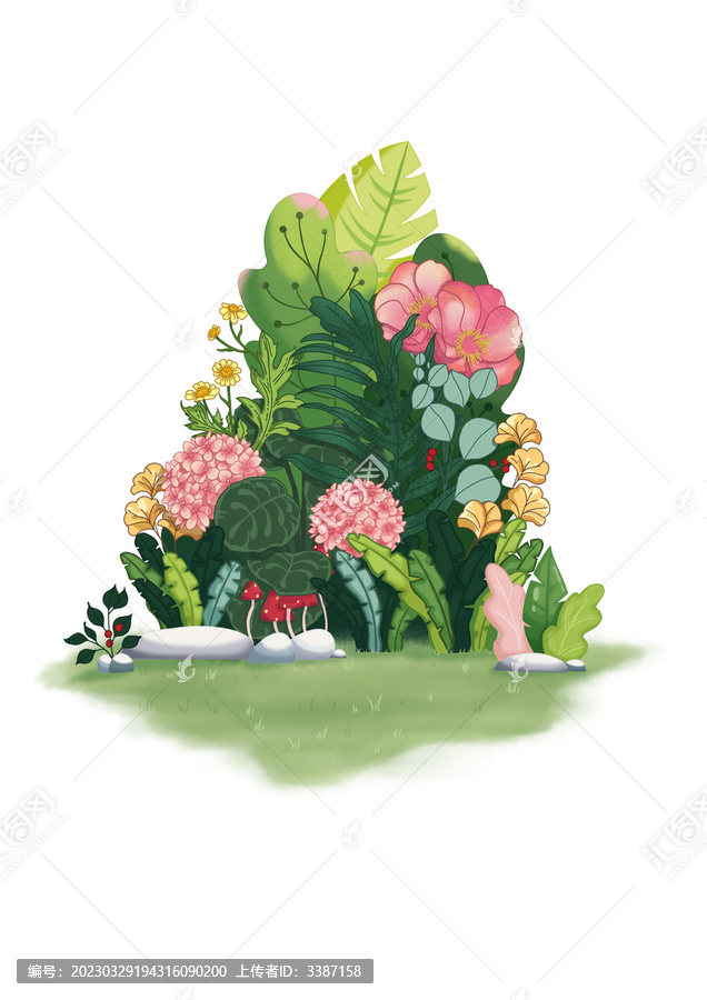 小清新植物大背景插畫