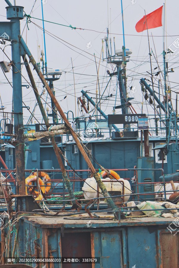 渔船港口捕捞码头水产绿幕海边