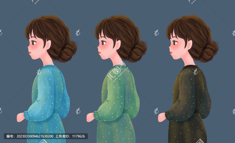 可愛春天女孩插畫
