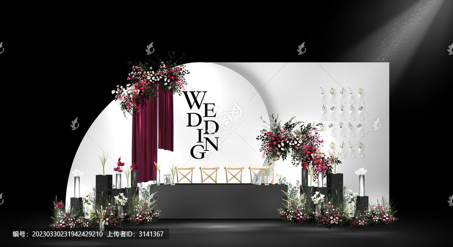 韓系紅白色婚禮簽到區(qū)