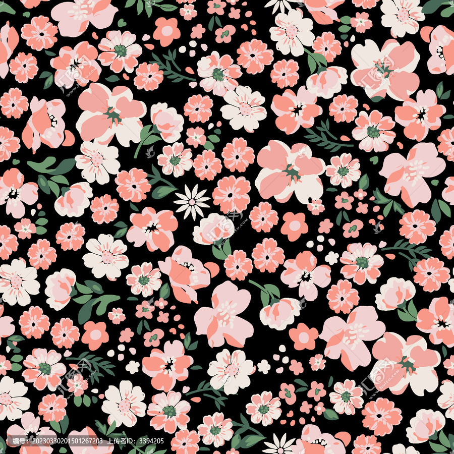 黑底小花朵